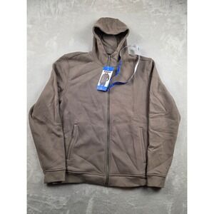Kirkland Signature Full Zip Hoodie Mens L Brown Organic Cotton Brushed Fleece